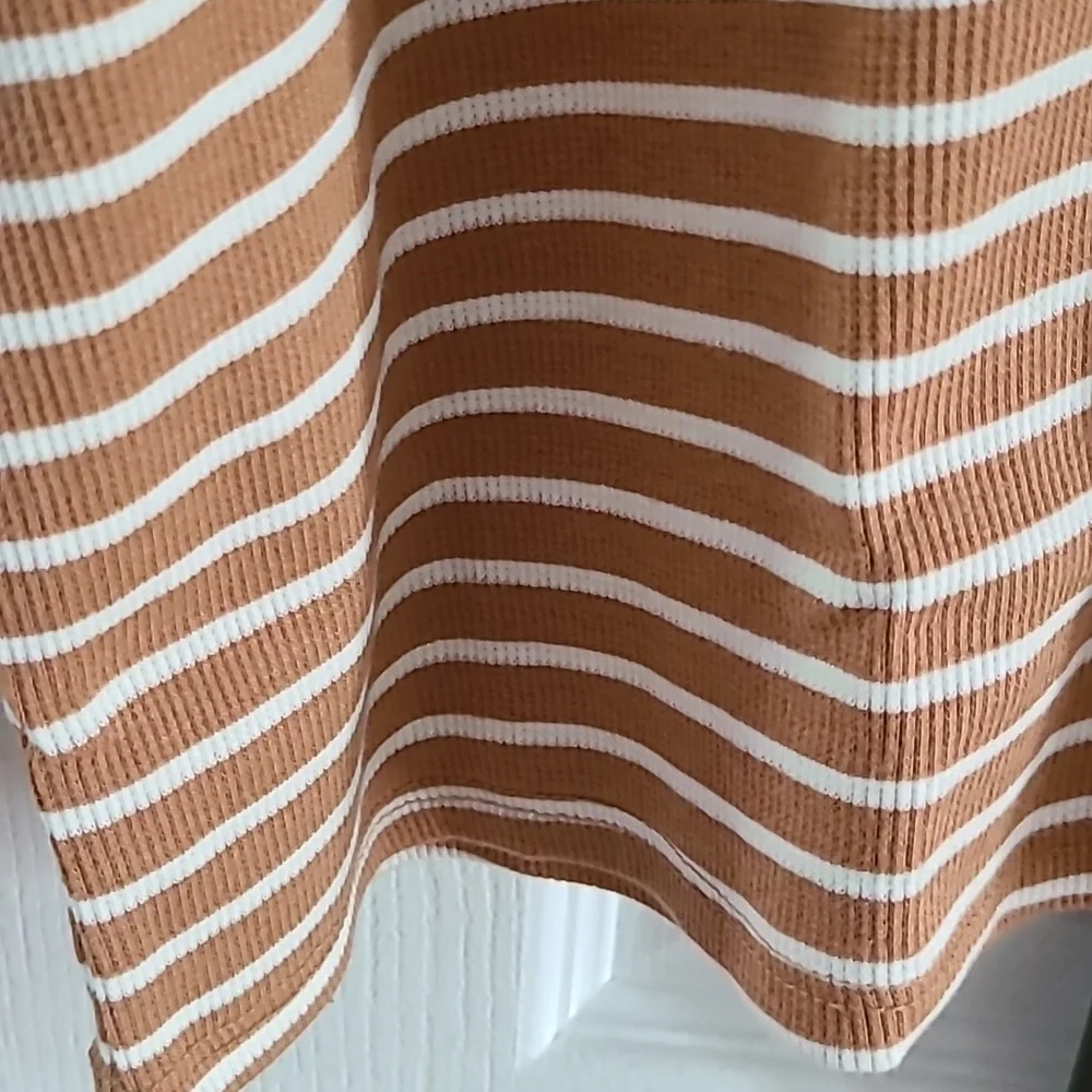 CROFT & BARROW WOMENS BROWN AND WHITE PLUS SIZE STRIPED LONG SLEEVE TOP SIZE XXL - Picture 7 of 12